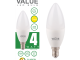 LEDlite Value LED Candle C37 4W E14 WW 400lm 2700K