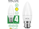 LEDlite Value LED Candle C37 4W B22 WW 400lm 2700K